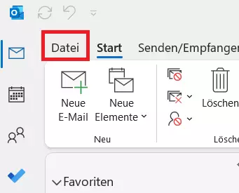 Outlook-Menüleiste: Datei