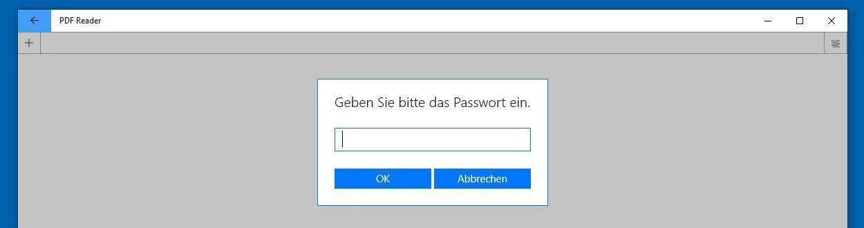 Kdan PDF Reader: Aufforderung zur Passworteingabe