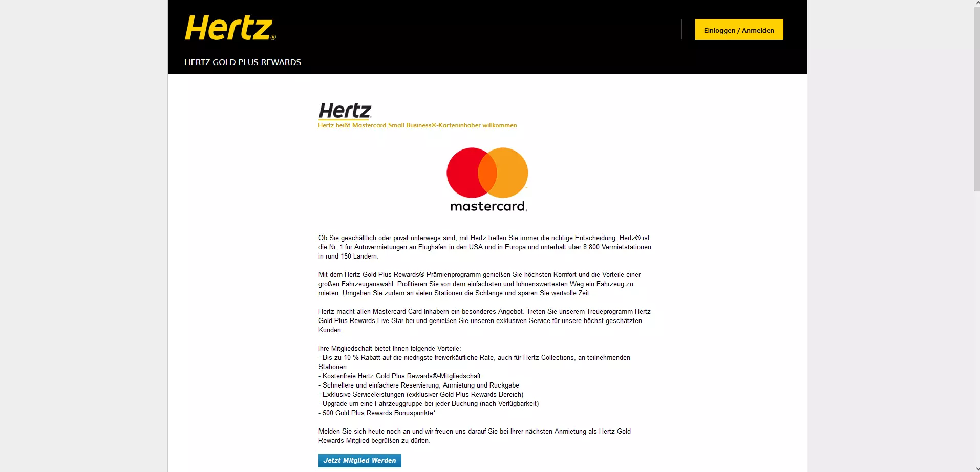 Beispiel für Composite Co-Branding: Hertz und MasterCard