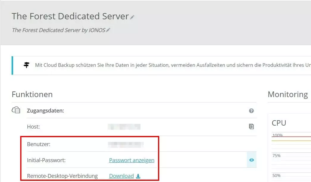 Remote-Desktop-Verbindung einrichten via IONOS Cloud Panel