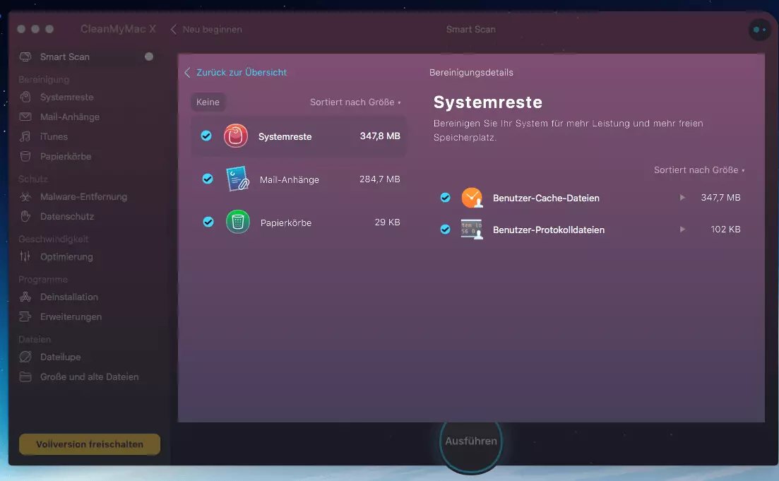 Unnötige Systemreste mit der App CleanMyMac X entfernen