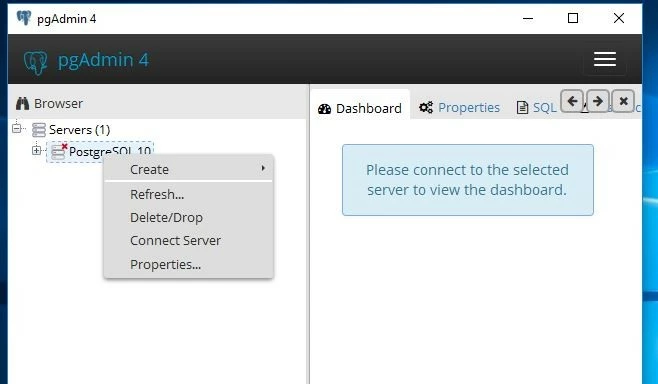 pgAdmin: Verbindungsaufbau mit dem PostgreSQL-Server