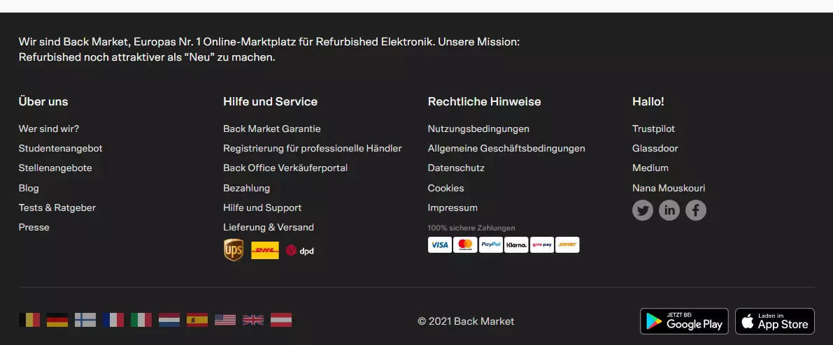 Website-Footer: Best Practice Backmarket.de