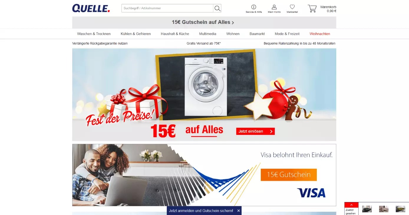 Der Onlineshop von Quelle