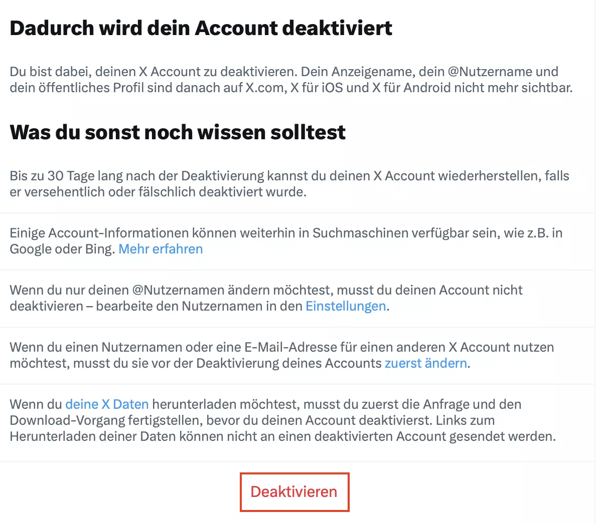 Twitter: Account deaktivieren