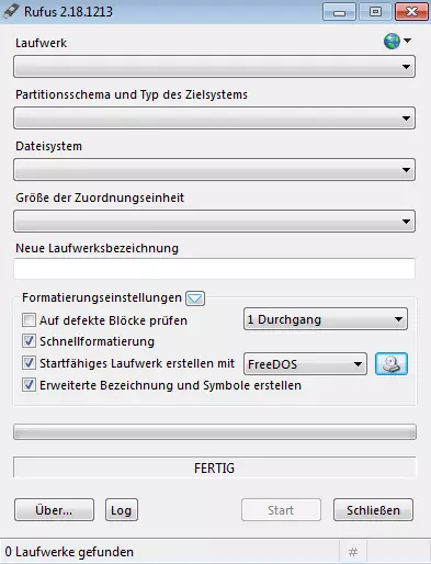 Rufus-Benutzeroberfläche