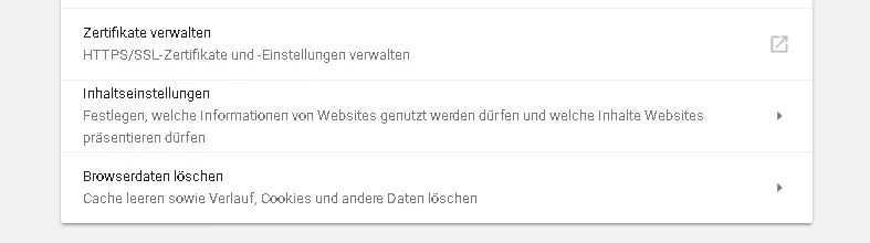 Inhaltseinstellungen für Cookies in Chrome