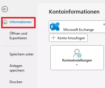 Microsoft Outlook: Registerkarte „Datei“