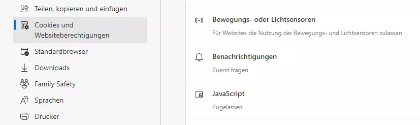 JavaScript-Menüeintrag in Edge