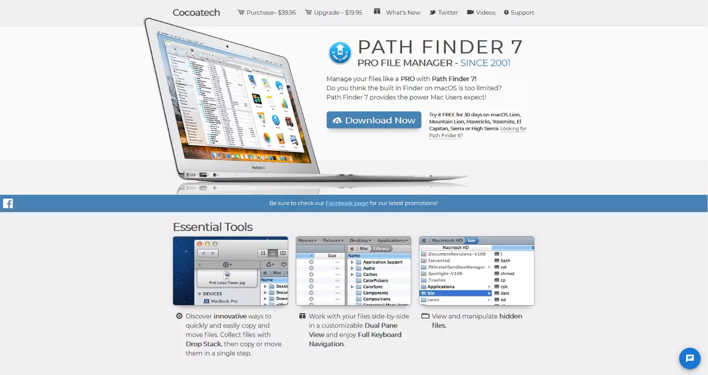 Produkt-Website zum macOS-File-Manager Path Finder 7