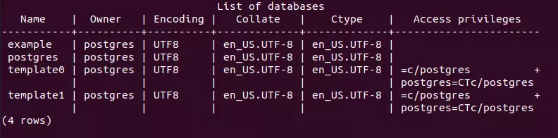 Auflistung von Datenbanken in PostgreSQL unter Ubuntu 20.04