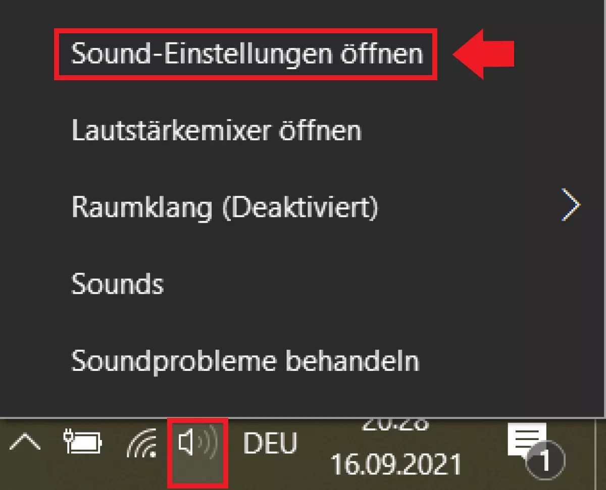 Falls die HDMI-Tonausgabe nicht automatisch erfolgt, stellen Sie Ihr Audiogerät unter „Sound-Einstellungen öffnen“ um