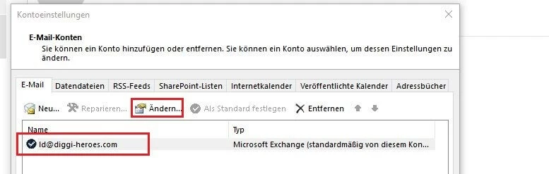 Outlook: Kontoeinstellungen