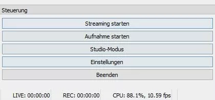 OBS Studio: Steuerungsmenü