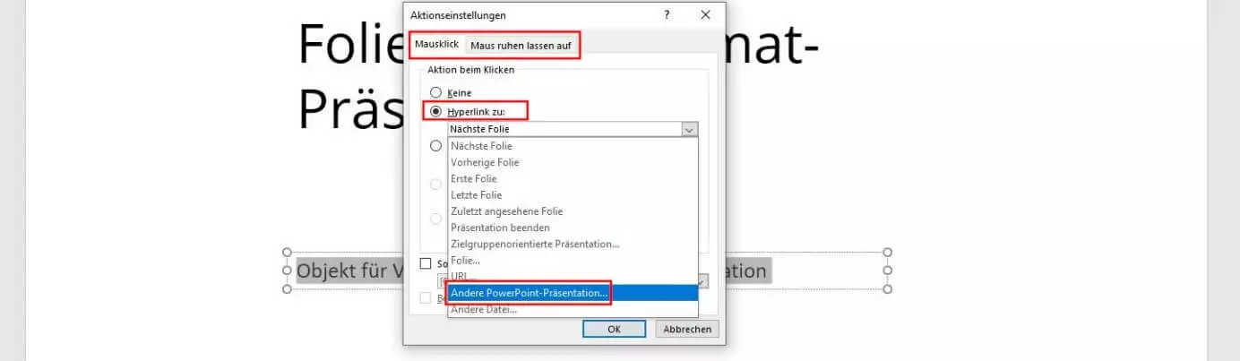 PowerPoint 2016: Aktionseinstellungen