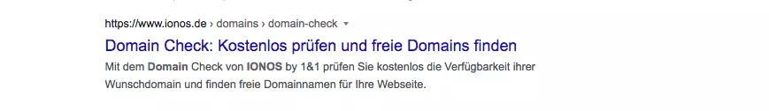 Beispiel einer Meta Description bei Google