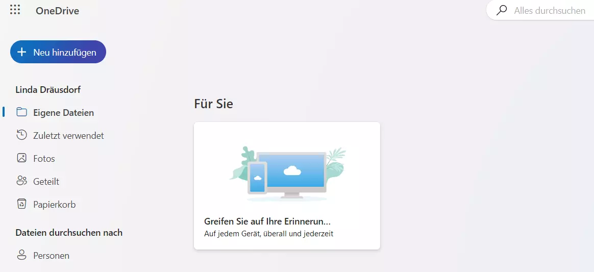 OneDrive-Web-Dashboard: Eigene Dateien