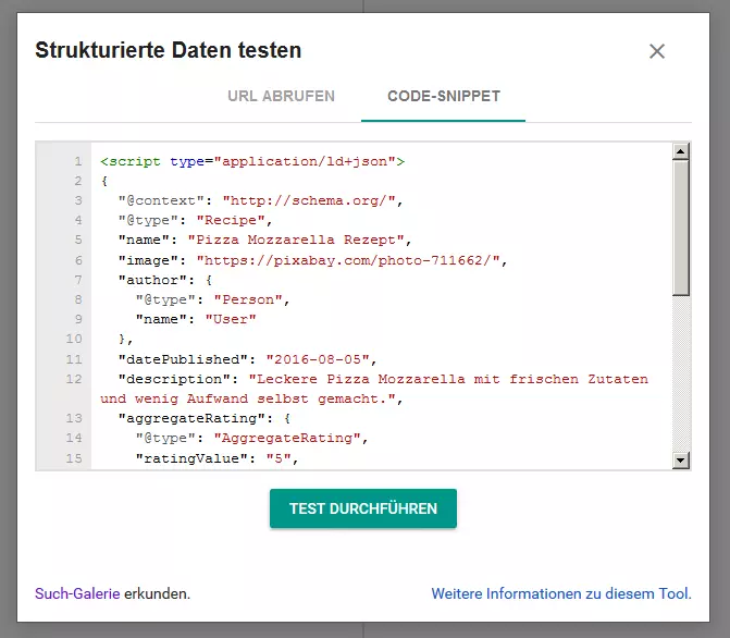 Google Test-Tool: Markup-Überprüfung