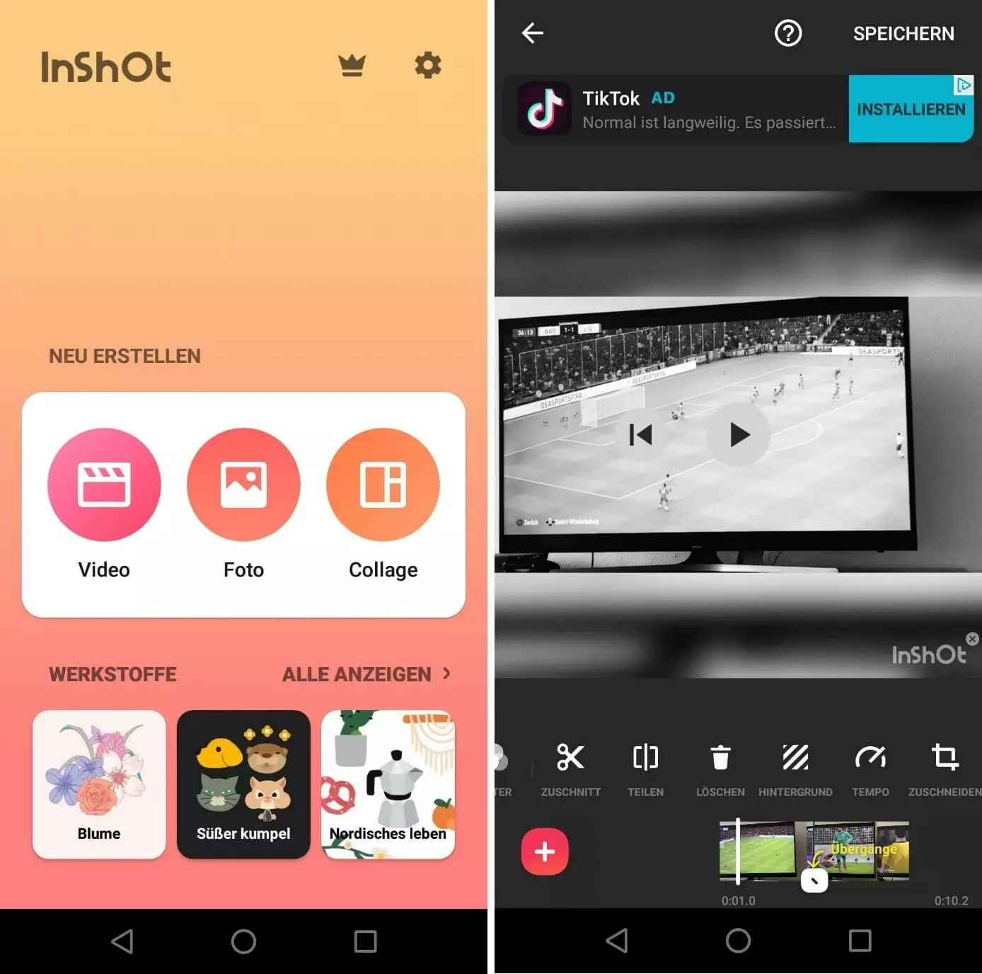 Screenshots der InShOt-Android-App