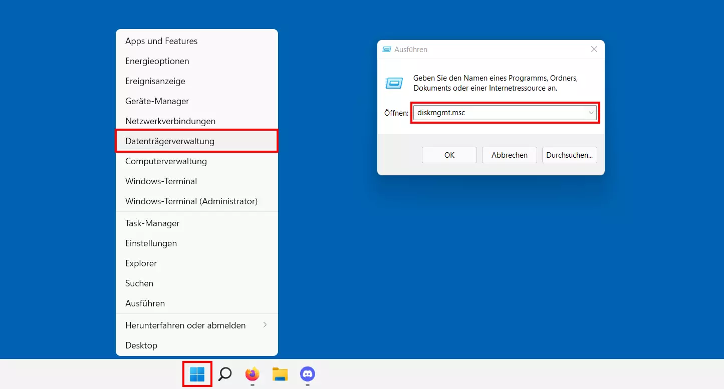 Windows 11: Aufruf der Datenträgerverwaltung