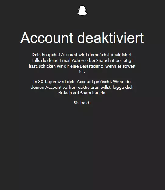 Snapchat-Account deaktiviert