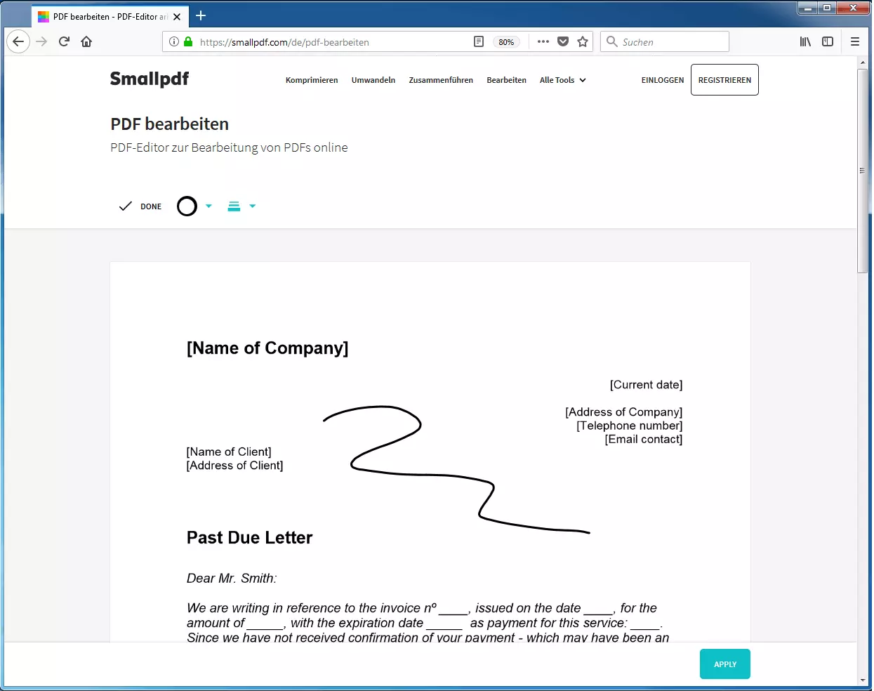 Zeichnungen nachträglich einbauen mit Smallpdf