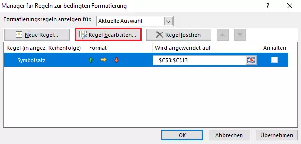 Excel: Bedingte Formatierung bearbeiten