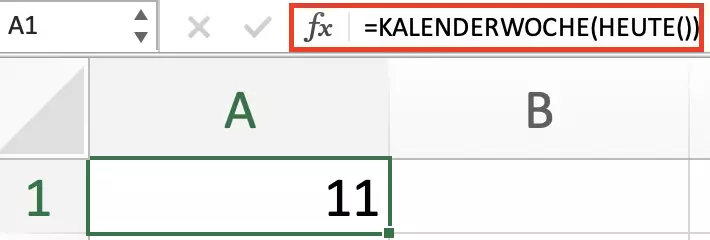 Excel: KALENDERWOCHE des heutigen Datums einfügen