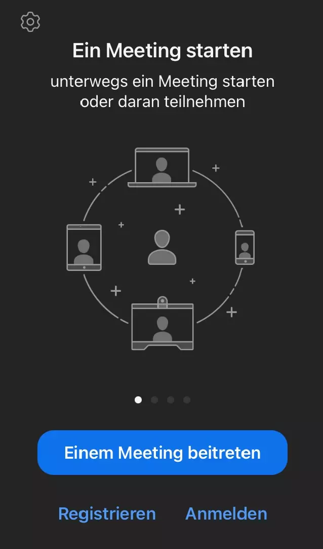 iPhone-App mit Option, an einem Zoom-Meeting teilzunehmen