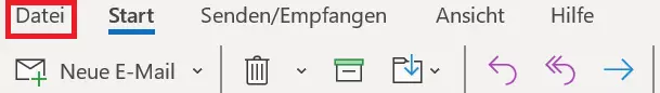 Registerkarte Datei in Microsoft Outlook