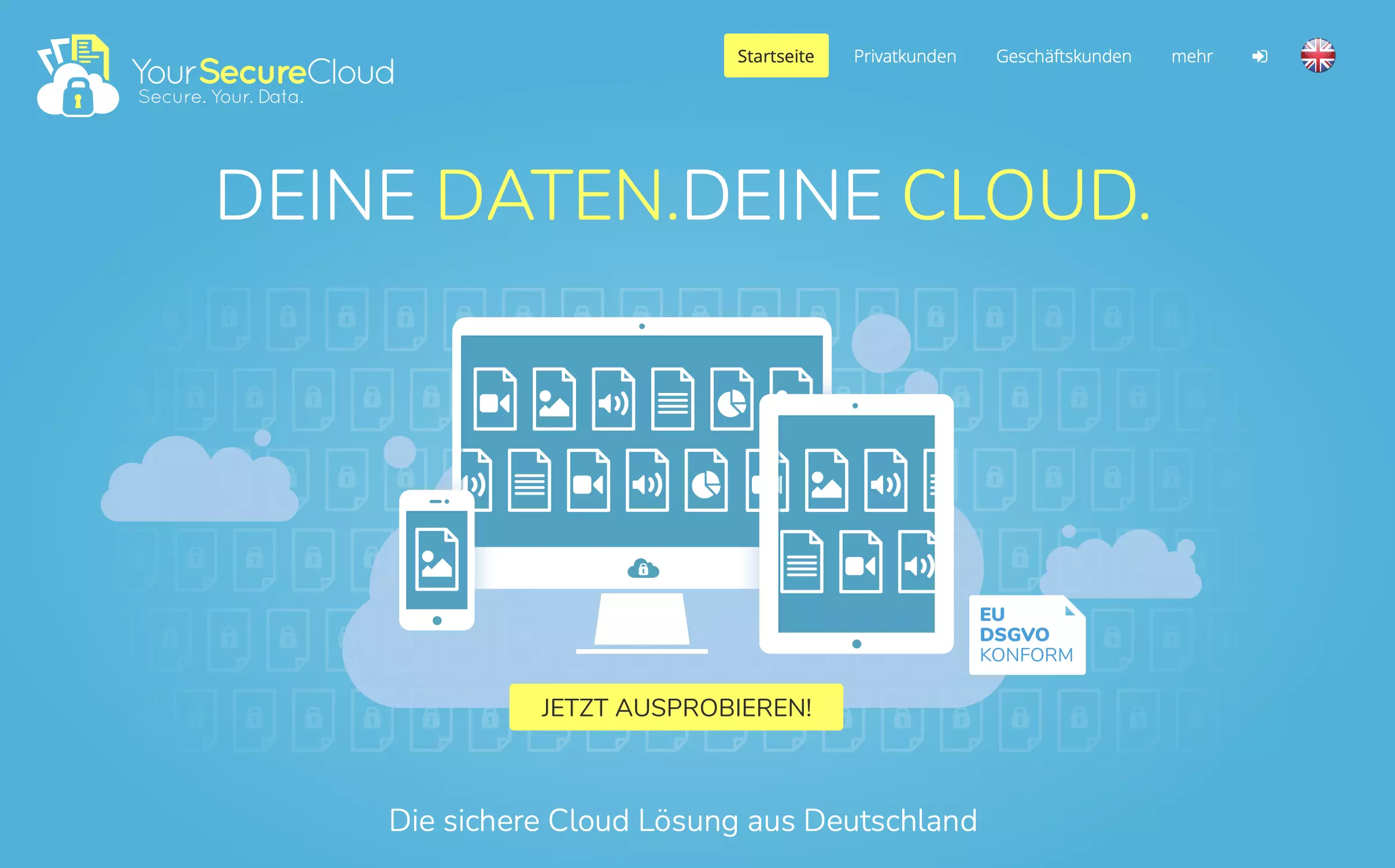 Die Homepage des Cloud-Dienstes Your Secure Cloud