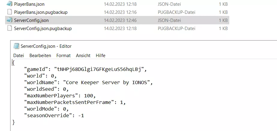 Core Keeper: Server-Konfiguration in der Datei ServerConfig.json