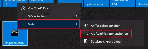 Windows 10: Eingabeaufforderung als Administrator ausführen