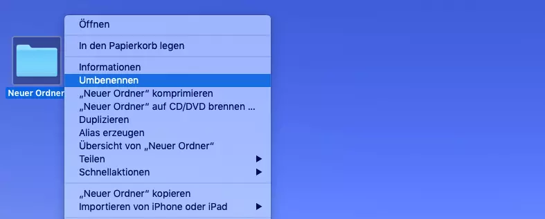 Mac: Neuen Ordner erstellen: Ordner umbenennen 