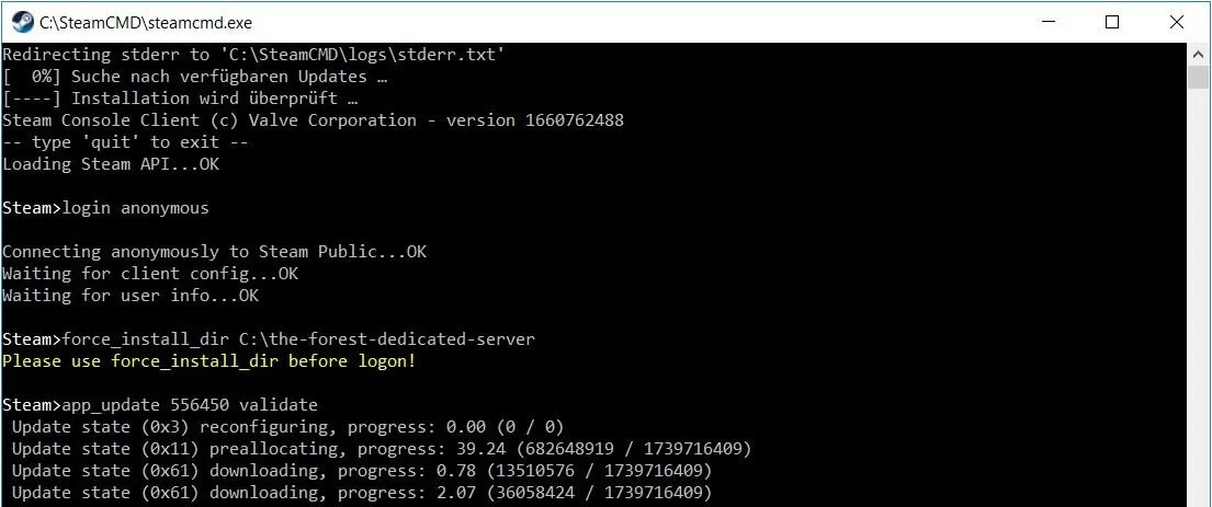 The Forest: Dedicated-Server-Installation via SteamCMD