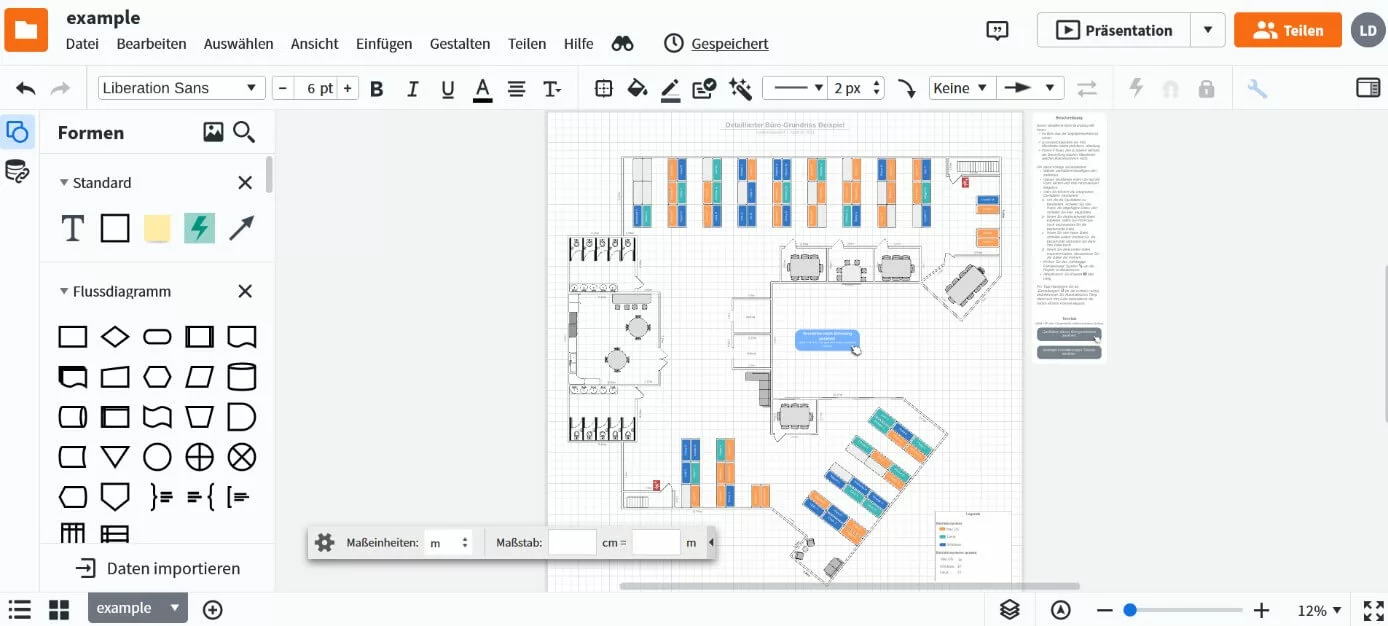 Lucidchart-Bedienoberfläche im Browser mit Klassendiagramm für Geldautomaten