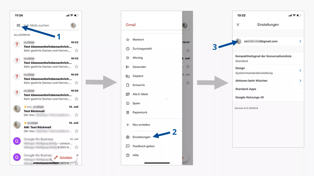 Gmail-Abwesenheitsnotiz in der App in einfachen Schritte einrichten.