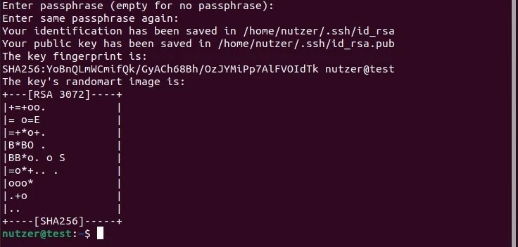 „randomart image“ eines Ubuntu-SSH-Key-Paars