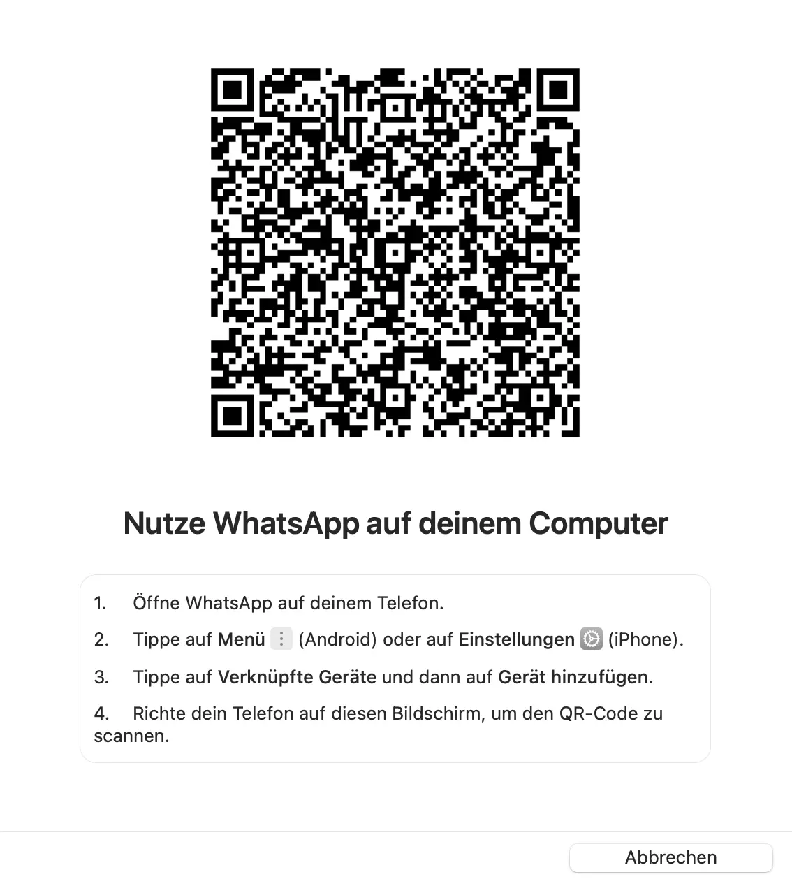 Screenshot der WhatsApp-Desktoapp