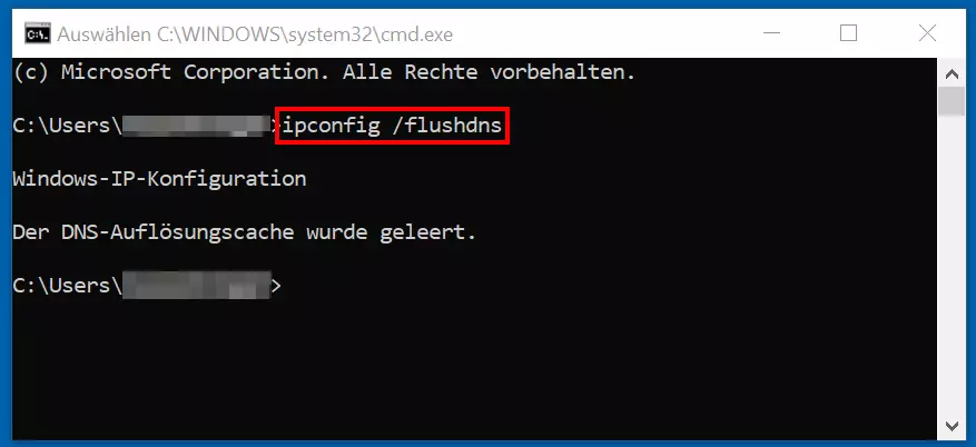 DNS-Cache löschen via Eingabeaufforderung (Windows 10)