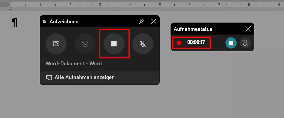 Aktive Bildschirmaufnahme (Windows 11) mit der Xbox Game Bar