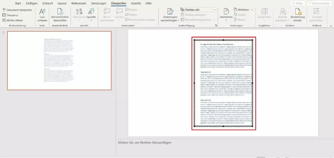 Word-Datei in PowerPoint einfügen: Objekt bearbeiten