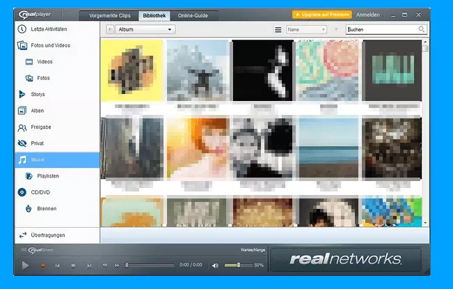 Ansicht der RealPlayer-Bibliothek