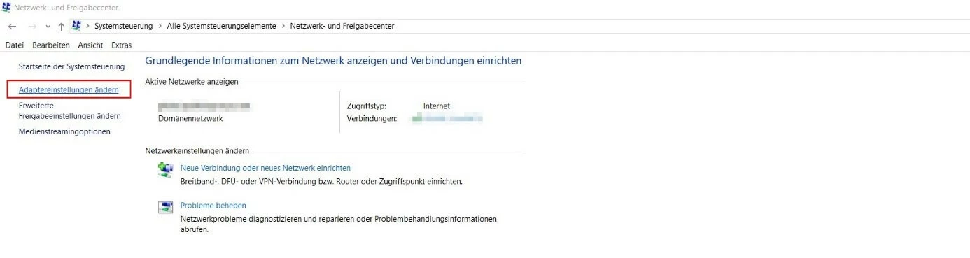 Windows 10: Netzwerk- und Freigabecenter