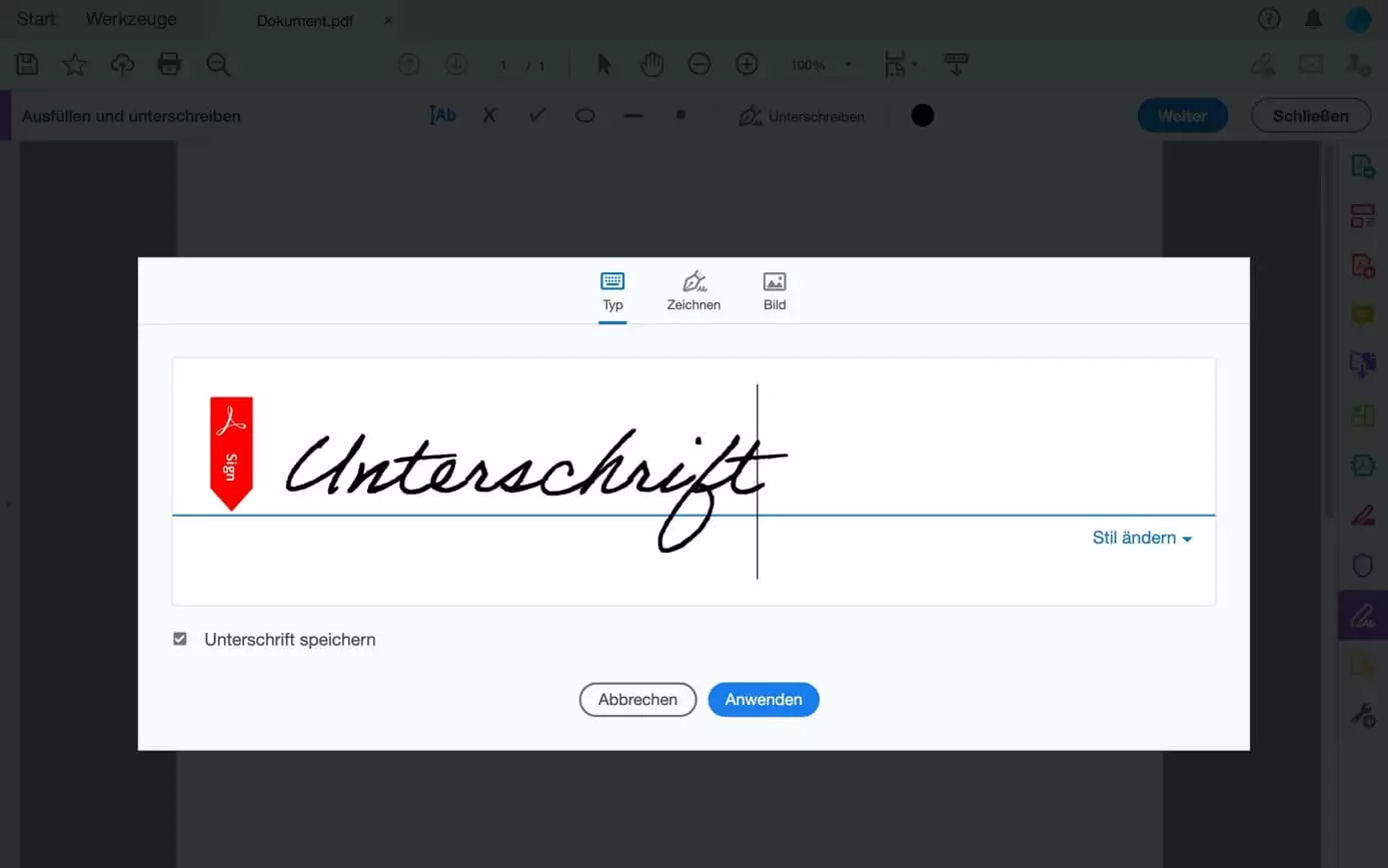 Adobe Acrobat: Unterschrift erstellen