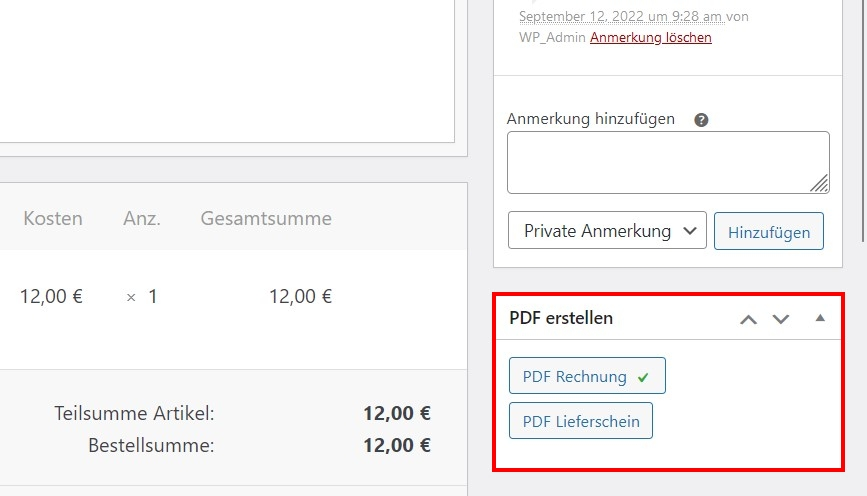 PDF-Rechnung erstellen im WooCommerce-Backend