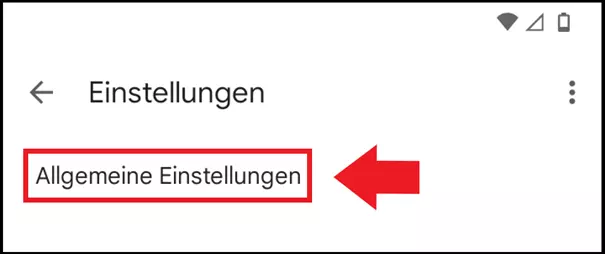 „Allgemeine Einstellungen“ im „Einstellungen“-Menü