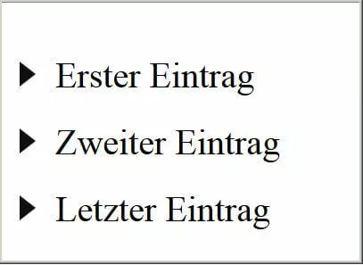 Liste mit dreieckigen Aufzählungszeichen