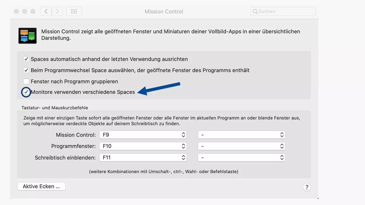 Systemsteuerung im Mac-Betriebssystem