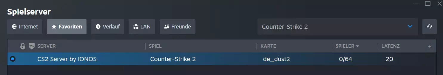 CS2-Server-Browser: Favoriten